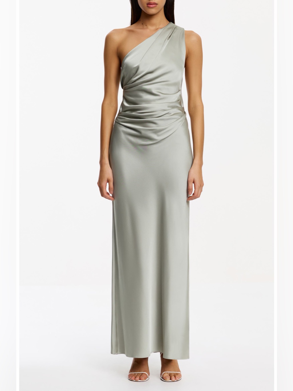 Significant Other Angela One Shoulder Satin Gown Sage Us 10